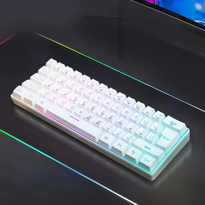 Teclado RGB Gamer 60% Keyboard Ergonomic Mini PC White Computer Keyboard Portable Backlit USB Wired Black Clavier Ordinateur