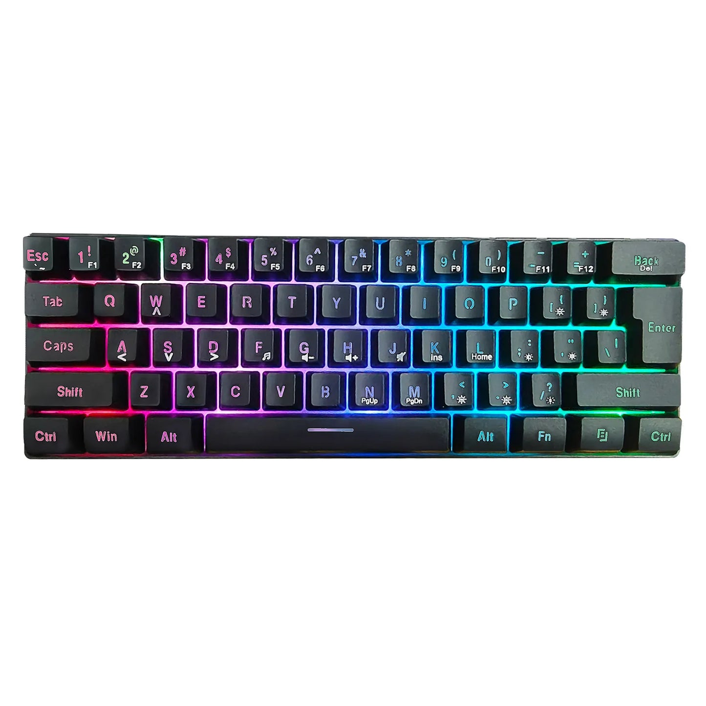 Teclado RGB Gamer 60% Keyboard Ergonomic Mini PC White Computer Keyboard Portable Backlit USB Wired Black Clavier Ordinateur