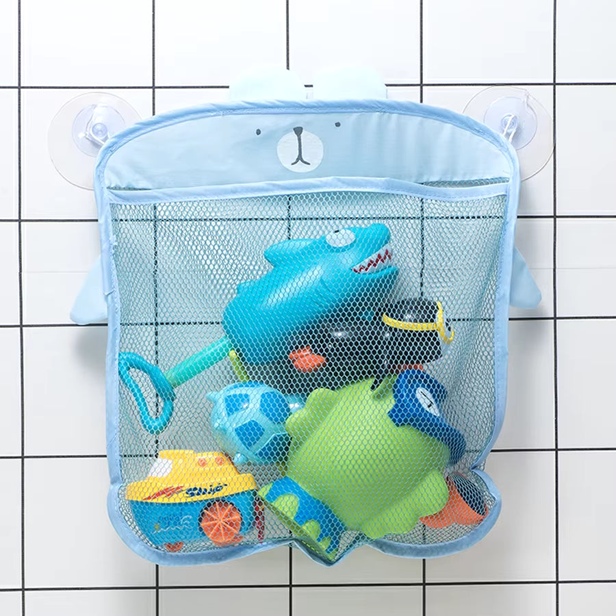 New Cartoon Duck Baby Bathroom Mesh Bag Sucker Design for Bath Toys Kids Animal Shapes Cloth Sand Toys Storage Net Bag