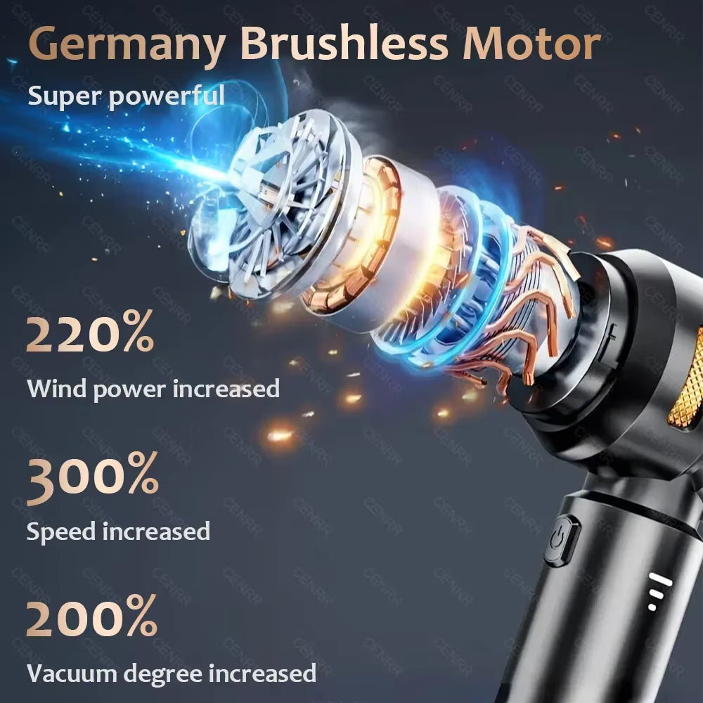 Aspirateur de Voiture Sans Fil Portable | 998000 PA | Puissant & Compact