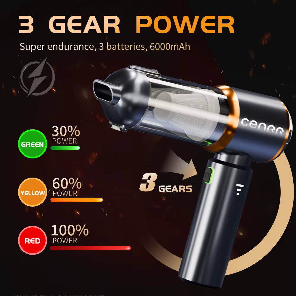 Aspirateur Portable Voiture Mini Puissant – Souffleur & Nettoyeur LED 998000PA