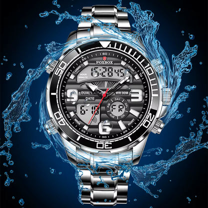 FOXBOX Montre Quartz Double Affichage Homme – Style Luxe