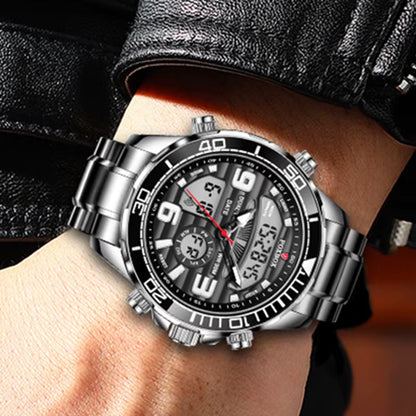 FOXBOX Montre Quartz Double Affichage Homme – Style Luxe
