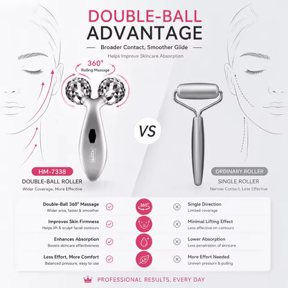 | Masseur Facial Solaire 3D HOOMEI HM-7338 – Microcourant & Double Rouleau 360°