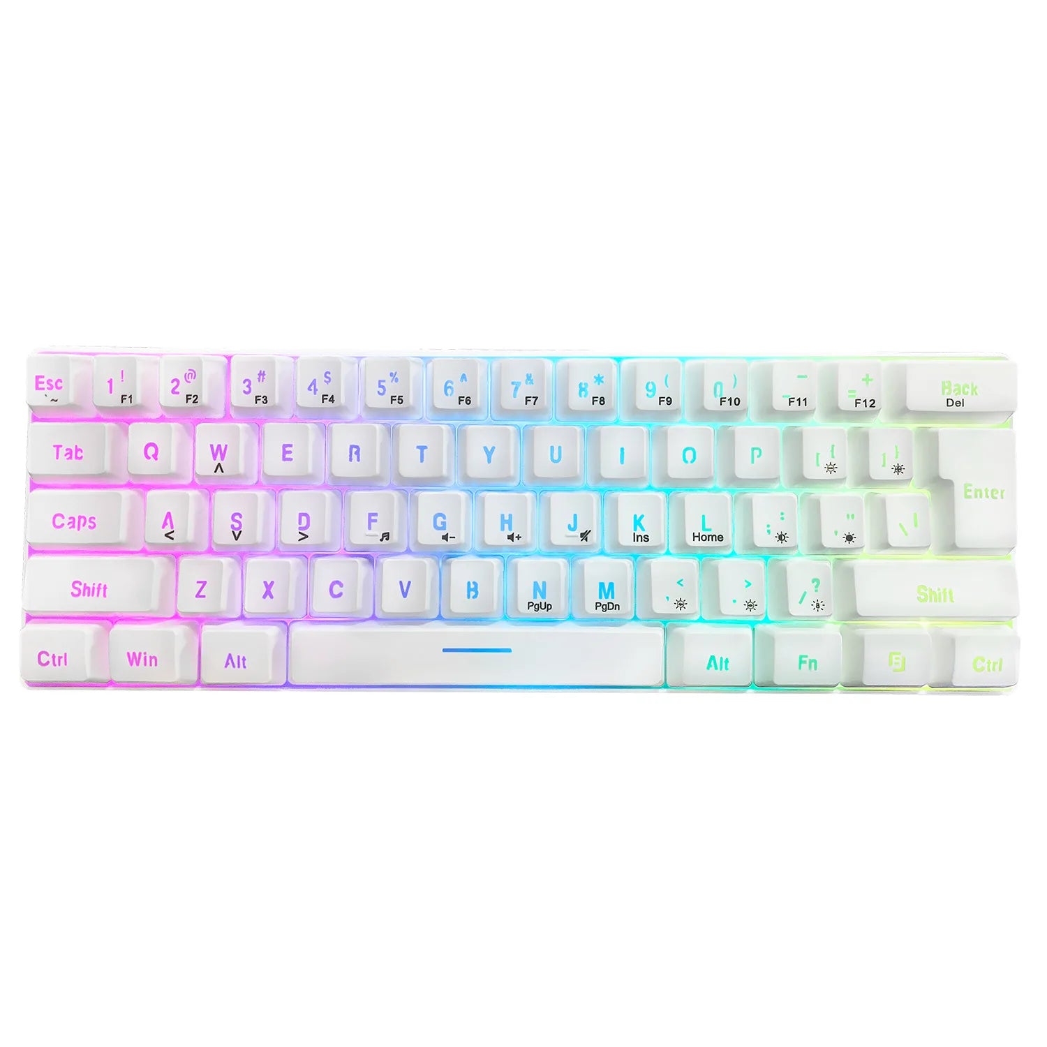 Teclado RGB Gamer 60% Keyboard Ergonomic Mini PC White Computer Keyboard Portable Backlit USB Wired Black Clavier Ordinateur