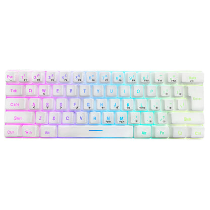 Teclado RGB Gamer 60% Keyboard Ergonomic Mini PC White Computer Keyboard Portable Backlit USB Wired Black Clavier Ordinateur