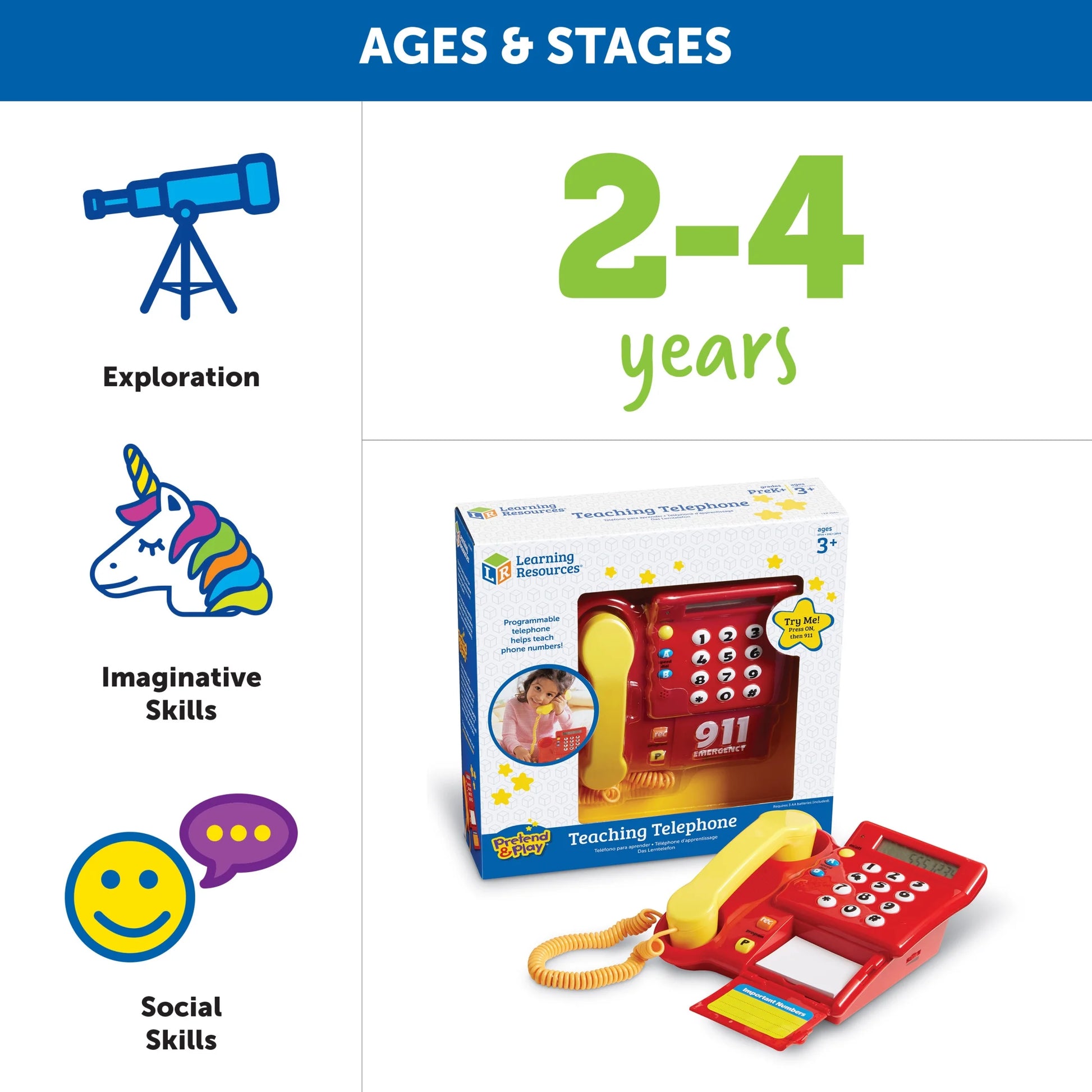 Teaching Telephone, Toy Telephone, Phone for Preschool Kids, Ages 3 +