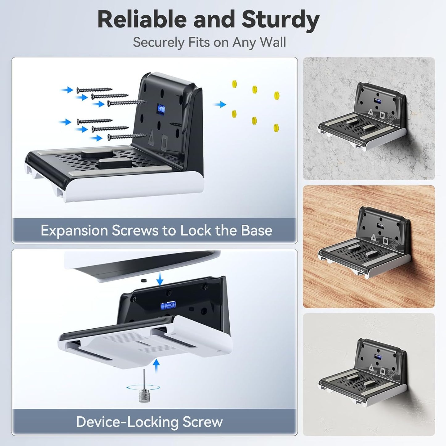 P5 Wall Mount Kit with Controller Holder Compatible with P5/Slim/Pro Disc & Digital, Pa5 Mount Floating for Gaming Accessories, Compact Pa5 Vertical Wall Shelf Organizer Bracket with Headphone Hook