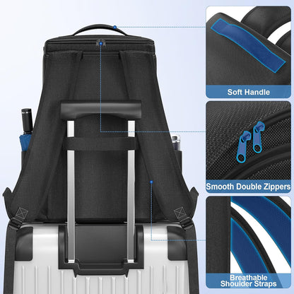 Backpack for PS5/ Slim/ Pro Console, Fully Zip-Open PS5 Carrying Case Travel Bag, Large Capacity PS 5 Storage Bag for Dual Controllers,Ps Portal, Laptop, Game Cards, Backpack with 3 Cable Pouch,Black
