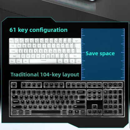 Teclado RGB Gamer 60% Keyboard Ergonomic Mini PC White Computer Keyboard Portable Backlit USB Wired Black Clavier Ordinateur